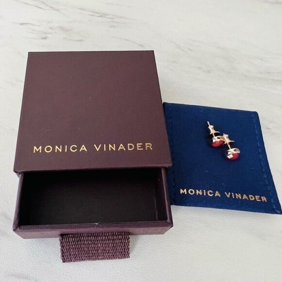 Monica Vinader Siren Stud Earrings, Pink Quartz/Rose Gold, NEW IN BOX - Picture 9 of 12